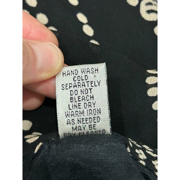 Chicos Design Floral Dot Midi Skirt Black Beige Sz M Rayon Boho Whimsigoth - Picture 8 of 11
